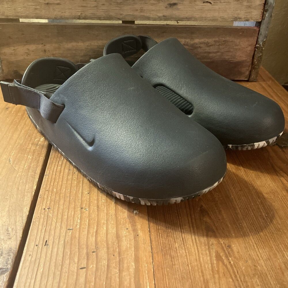 Nike Calm Mules Men’s Black Slip On Sandals Clogs Sz 12 Charcoal Anthracite